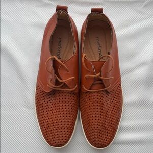 Merkmak Men's Brown Perforated Tan Leather Casual Shoes